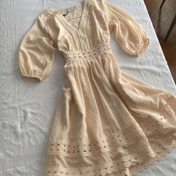 Pretty blush pink dress with feminine lace detail. Molly Bracken. Size Large. - Picture 10 of 10